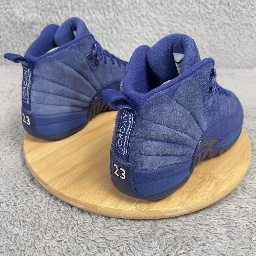 Jordan 12 Retro Shoes Youth 7Y Deep Royal Blue Suede Nike Basketball 153265-400